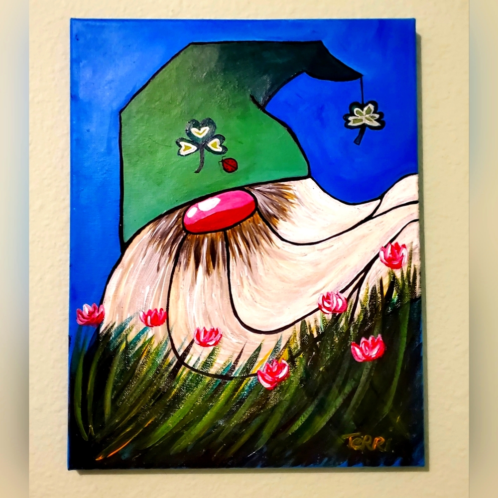 St. Patty's Day Gnome Painting 14inchx11inch:  $22